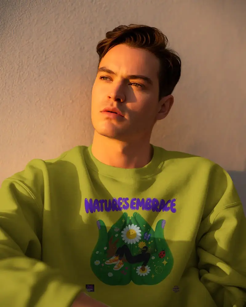 Classic Crewneck Sweatshirt Mockup For Men Simple Minimalist Design Display