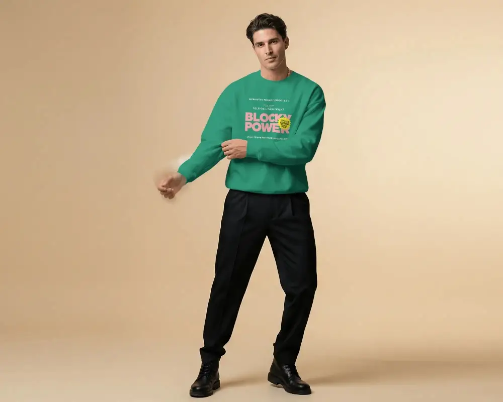 Stylish Comfortable Men Sweatshirt Mockup Crewneck Casual Wear Basic Top Outfit Idea