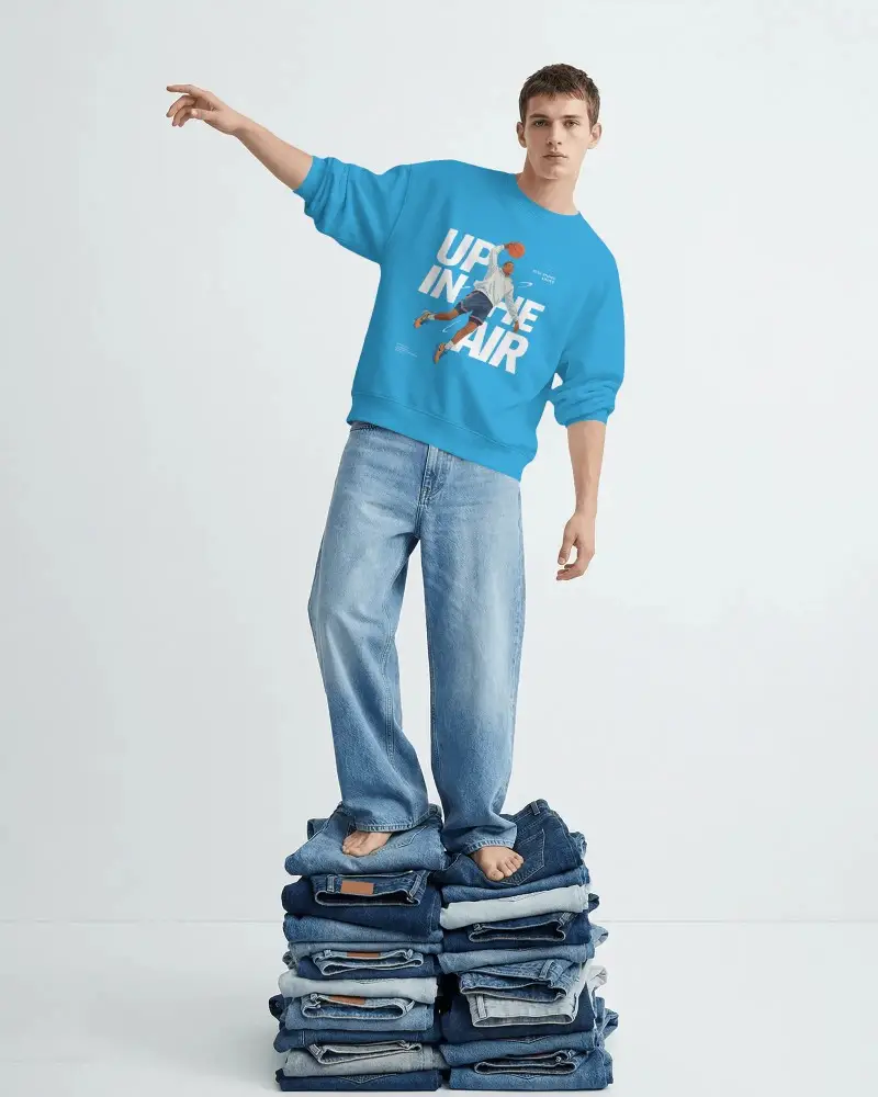 Casual Comfort Fit Sweatshirt Mockup For Men Versatile Everyday Wear Stylish Crewneck Top