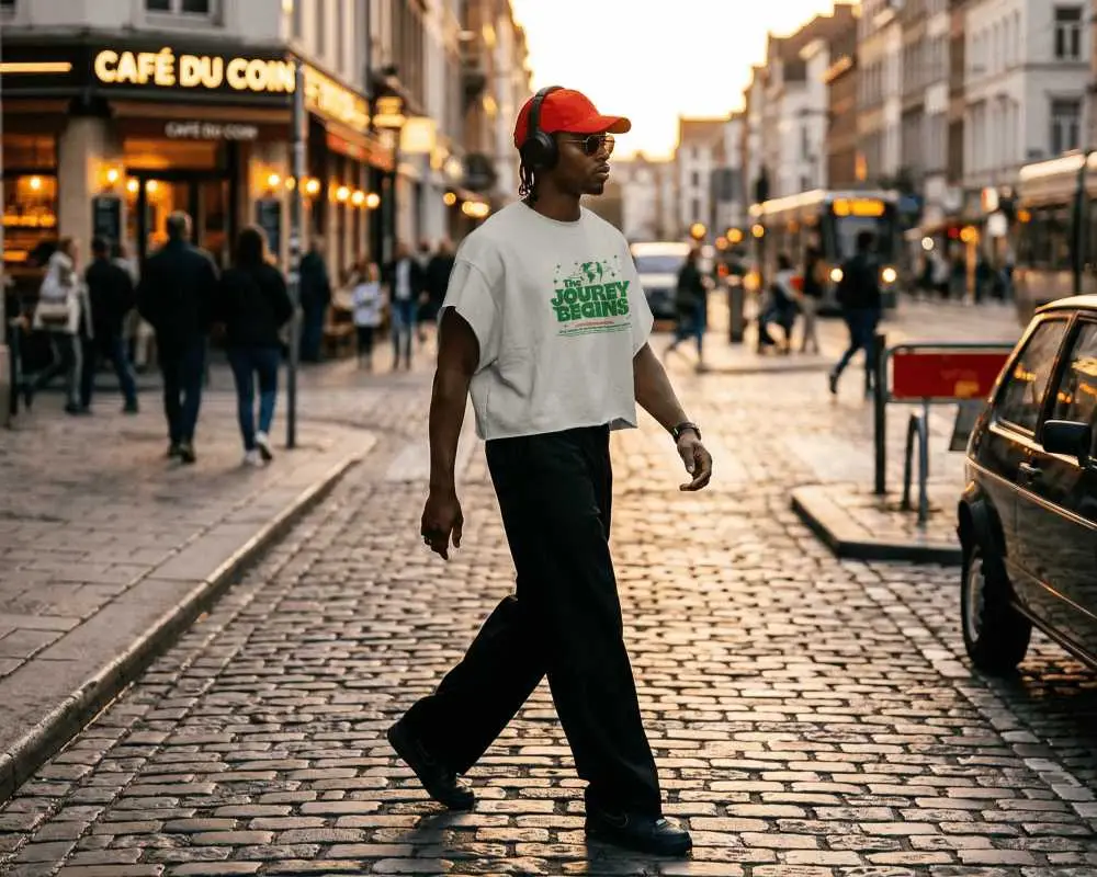 Urban Street Style Loose Fit Cropped Sleeveless Sweatshirt Mockupfor Modern Men Fashion