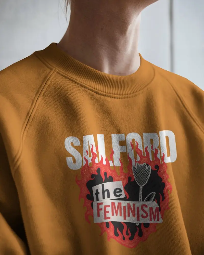 Bright Closeup Sweatshirt Mockup Female Model Neck And Shoulder Focus Natural Light High Detail On Fabric And Stitching Clean Modern Style