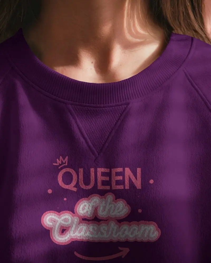 Women Close Up Front View White Sweatshirt Mockup With Natural Light And Shadows