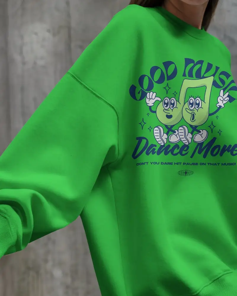 Minimal White Sweatshirt Mockup On Female Model Against Urban Concrete Background