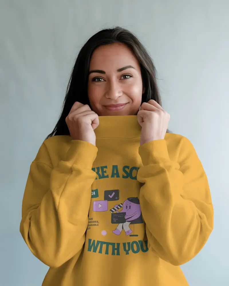 Cozy High Neck Sweatshirt Mockup For Women Perfect For Casual Wear And Chilly Weather Outings