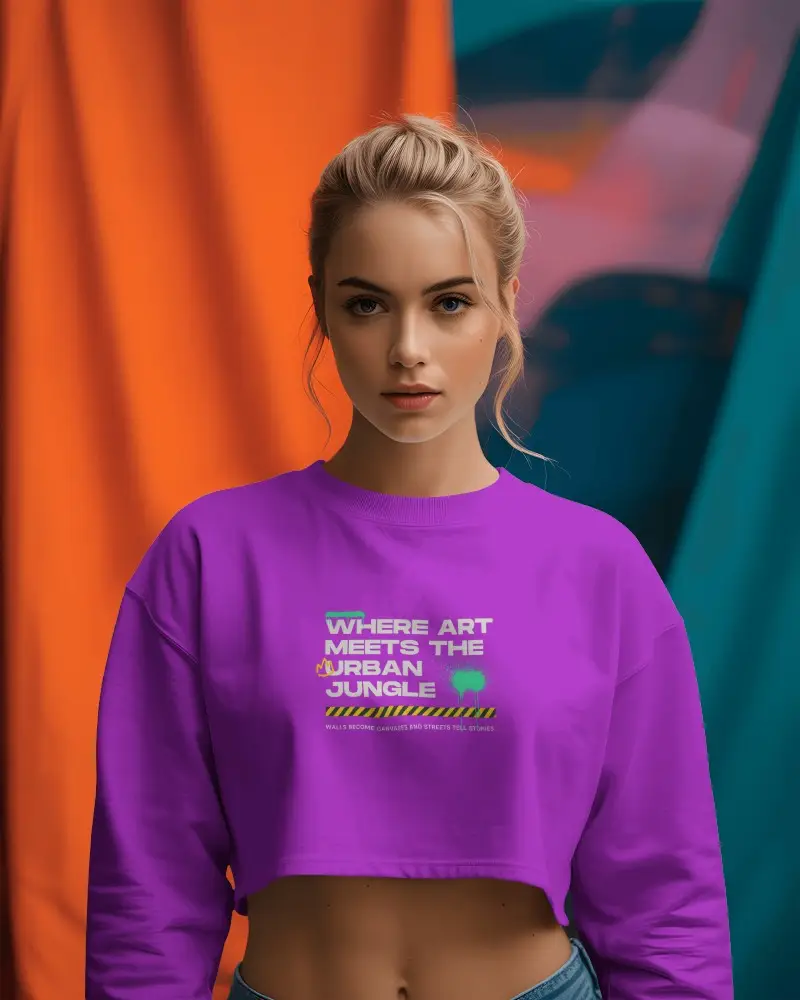 Trendy Cropped Sweatshirt Mockup For Stylish Womens Casual Wear Fashion Designers