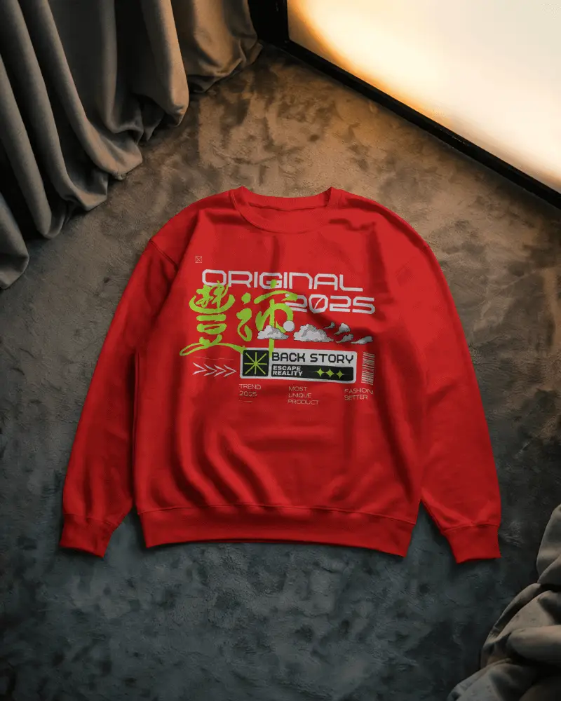 Cozy Floor Lay Flat Sweatshirt Mockup Soft Rug Background With Warm Evening Light