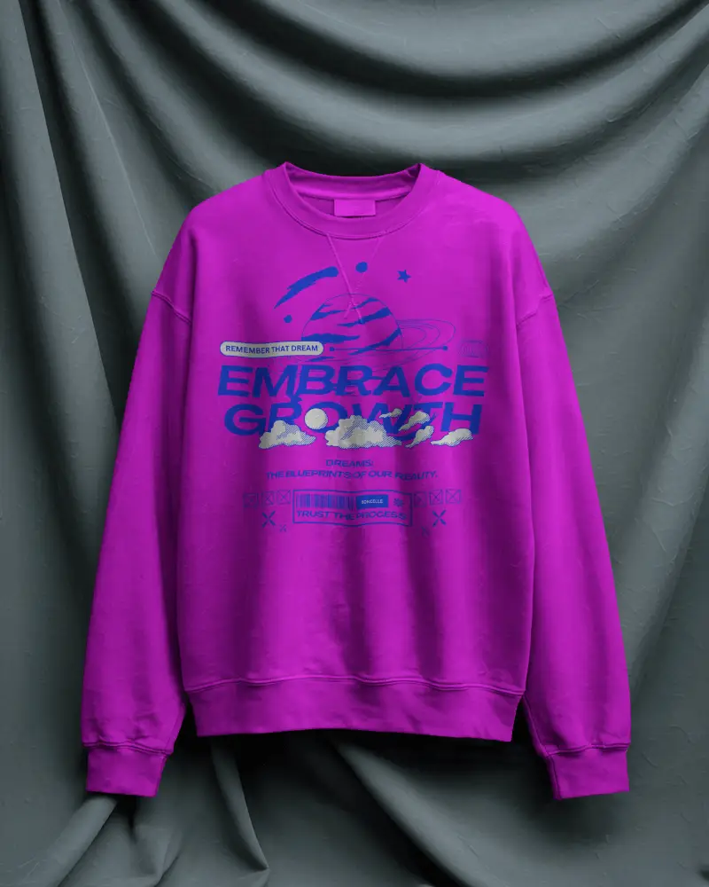 Elegant Studio Draped Sweatshirt Mockup Front View On Textured Curtain Backdrop