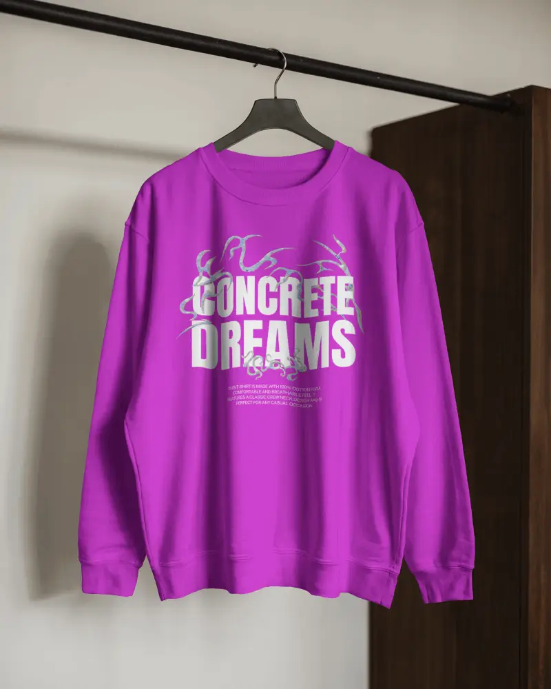 Minimalist Hanging Sweatshirt Mockup On Wooden Wardrobe Bar With Soft Natural Light