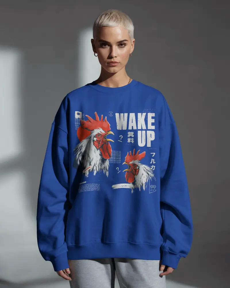 Lifestyle Sweatshirt Mockup Female Model In Gray Studio With Soft Window Light