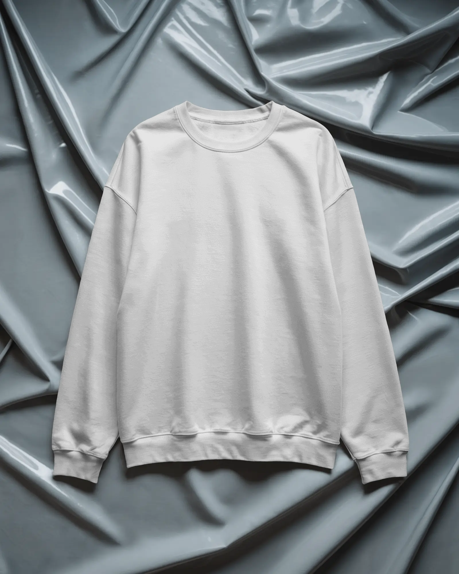 Flat Lay Sweatshirt Mockup On Textured Fabric Surface Clean Modern Background Brand Display
