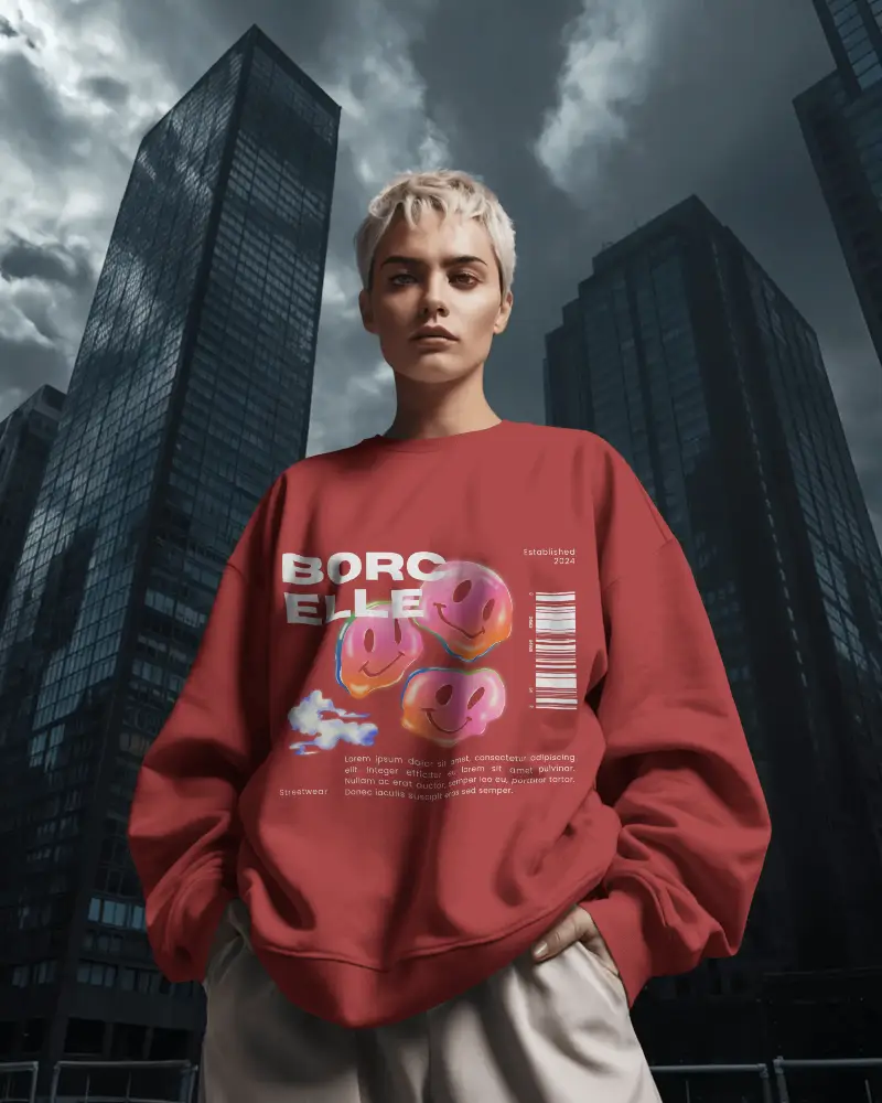 Trendy Loose Fit Sweatshirt Mockup Essential Wardrobe Staple Unisex Crewneck Outfit