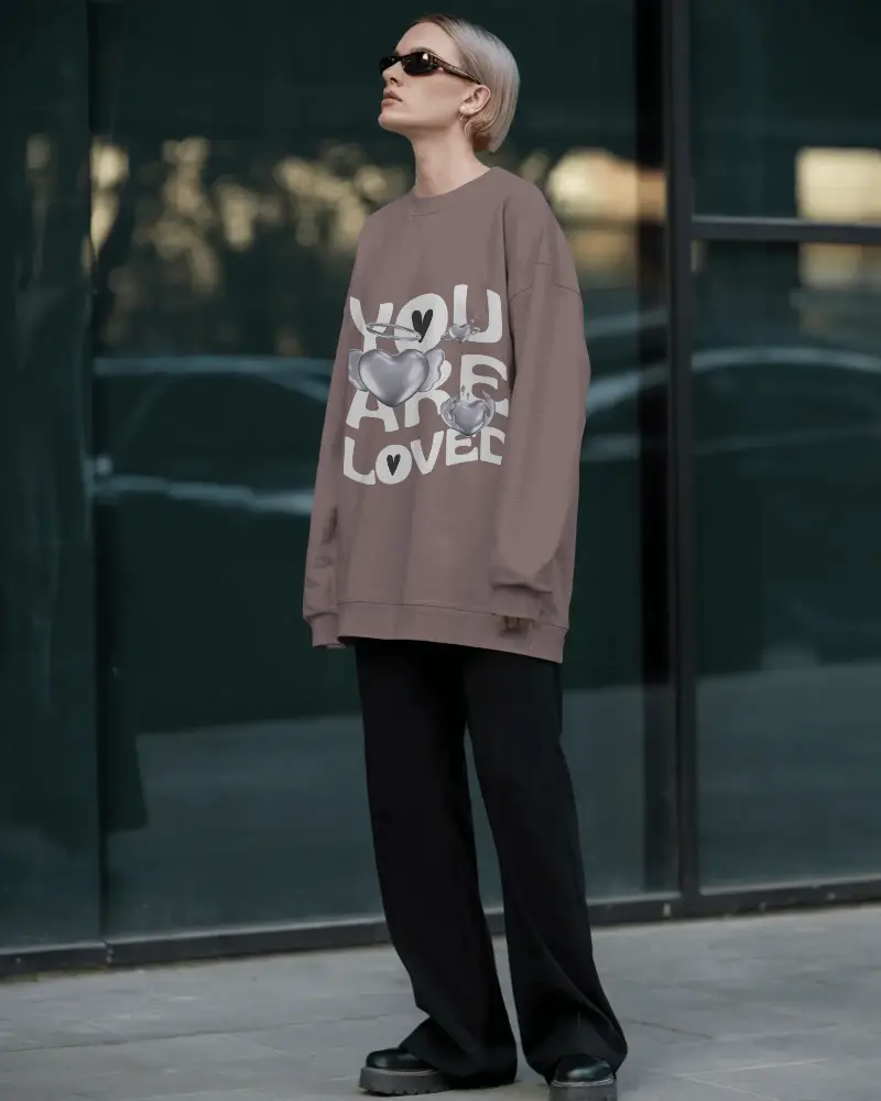 Oversized Comfortable Casual Sweatshirt Mockup For Unisex Streetwear Brand Promotion
