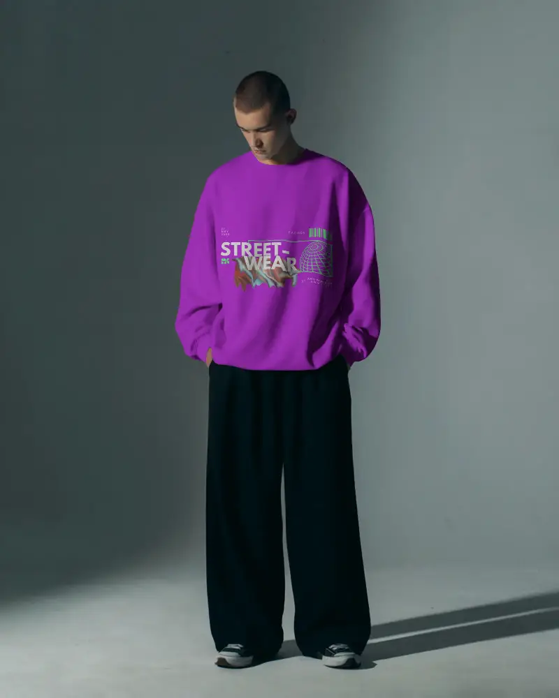 Comfortable Loose Fit Men Sweatshirt Mockup Casual Streetwear And Everyday Outfits