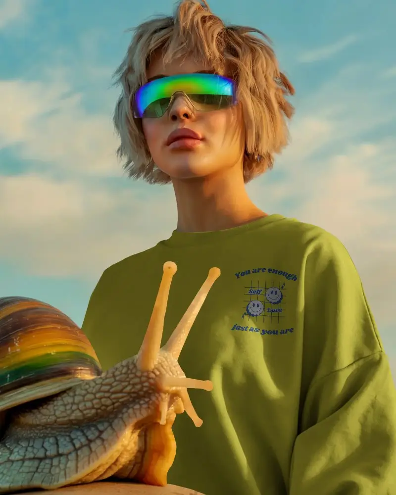 Sleek Urban Sweatshirt Mockup For Casual Fashion Brands With Bold Solid Color Background