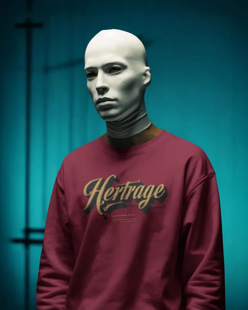 Futuristic Minimal Sweatshirt Mockup With Smooth White Mask Under Cool Teal Studio Lighting