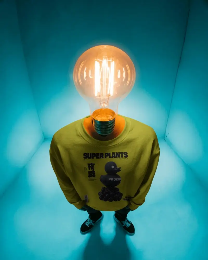 Creative Sweatshirt Mockup Lightbulb Head Concept Artistic Studio Idea Themed Design