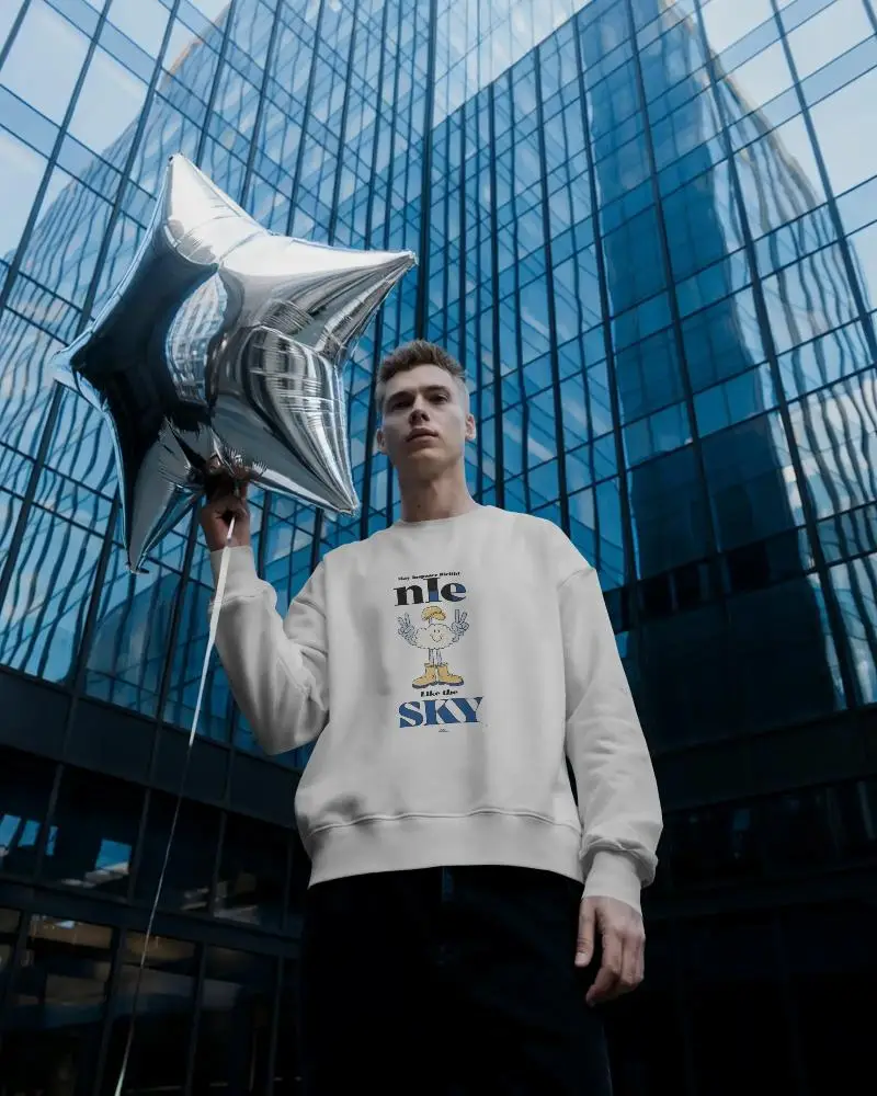 Urban Casual Mens Sweatshirt Mockup High Resolution Blank Crewneck Street Style