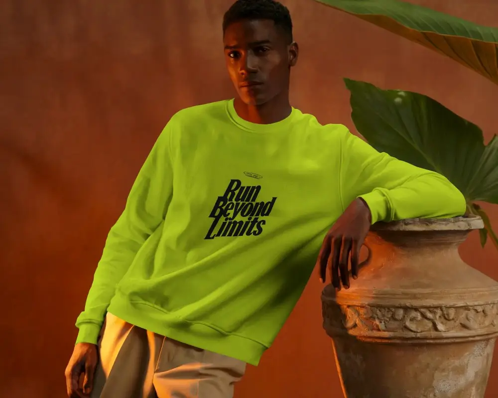 Casual Mencrewneck Sweatshirt Mockup Elegant Relaxed Fit Stylish Basic Wardrobe