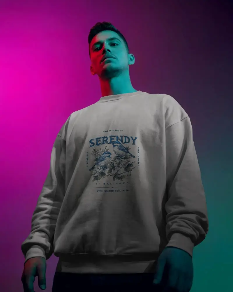 Modern Streetwear Sweatshirt Mockup For Men With Loose Fit And Round Neck Design