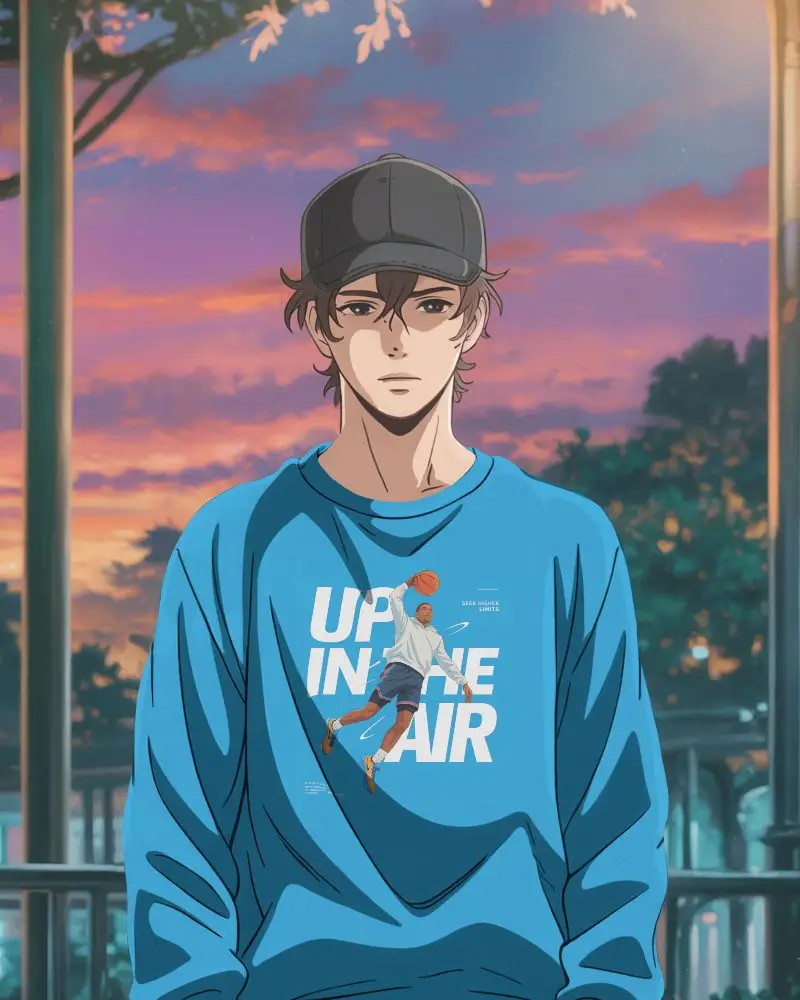 Cozy Casual Stylish Anime Sweatshirt Mockup Outfit Perfect For Relaxed Everyday Wear And Comfort