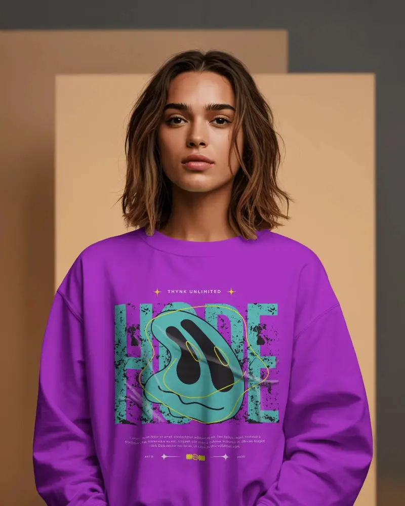 Trendy Minimalist Womens Sweatshirt Mockup For Fashion Urban Street Style Outfits