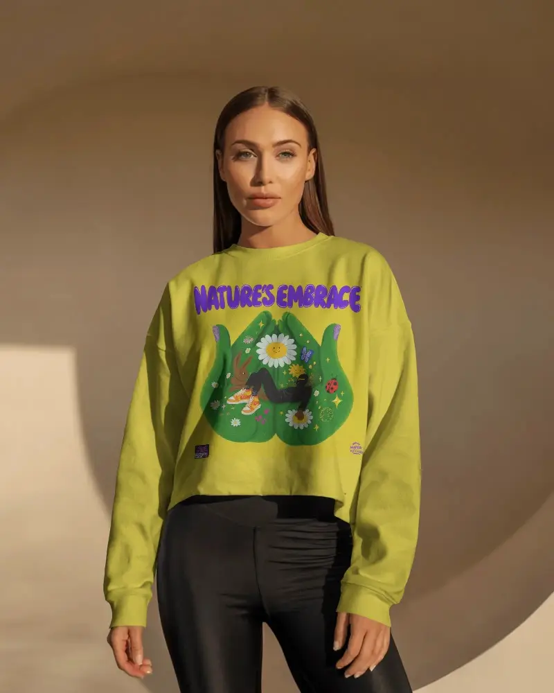 Womens Relaxed Fit Cropped Sweatshirt Mockup For Casual Wear And Street Style Outfits