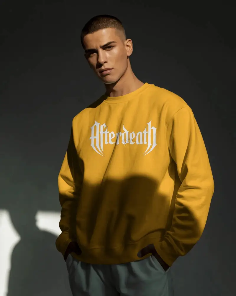 Premium Quality Crewneck Sweatshirt Mockup Fit Men Casual Outfit Urban Style Trendy Apparel