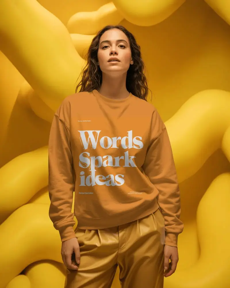 Trendy Luxe Sweatshirt Mockup Women Relaxed Fit Casual Outfit Simplicity In Style