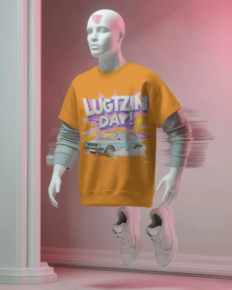 Layered Long Sleeve Sweatshirt Mockup Floating Mannequin Lifestyle Apparel Design Template