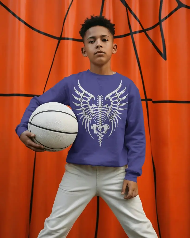 Kids Cotton Blend Sweatshirt Mockup For Outdoor Activities And Sports Playtime