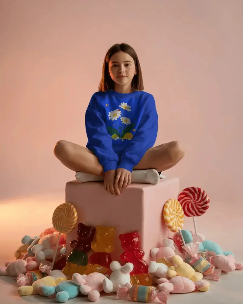 Versatile Children Crewneck Sweatshirt Mockup Wear Easy To Style For Daily Use