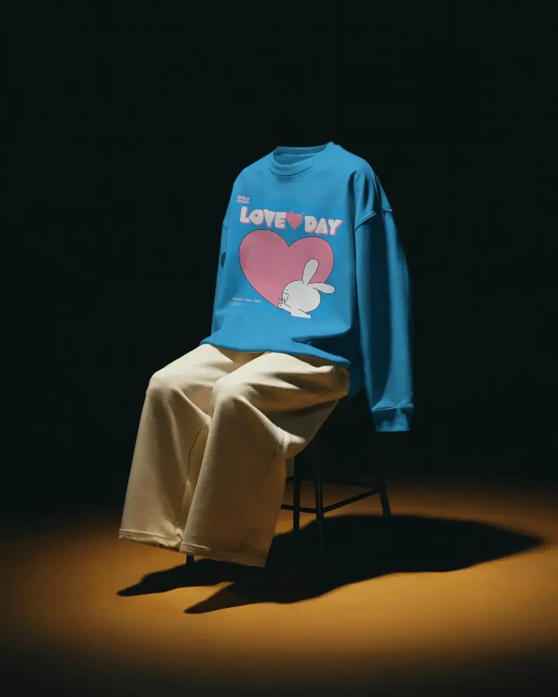 High Quality Sweatshirt Mockup Relaxed Pants Fashionable Outfit Mockup With Shadow Effect