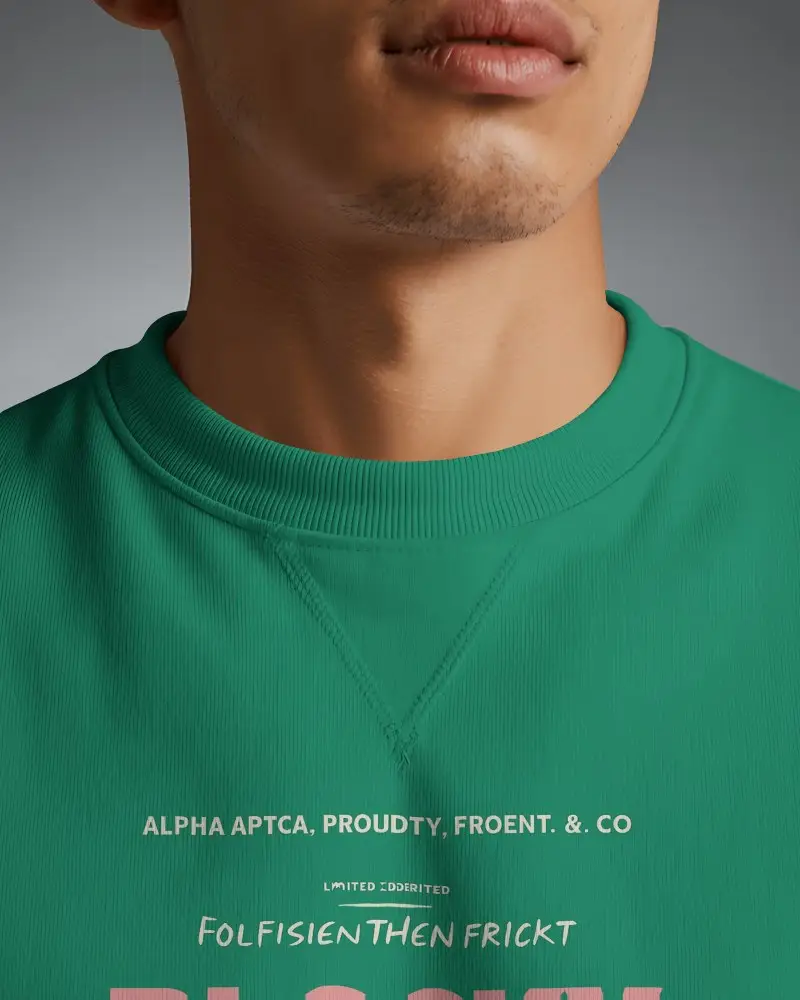 Sweatshirt Mockup Neckline Close Up With Ribbed Collar And Clean Fabric Texture