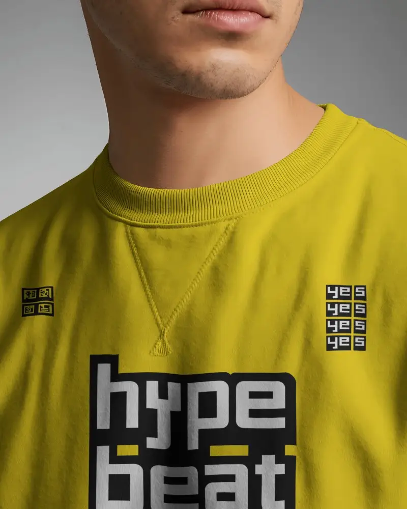 Close Up Sweatshirt Mockup Neckline Close Up Ribbed Collar With V Stitch Detail