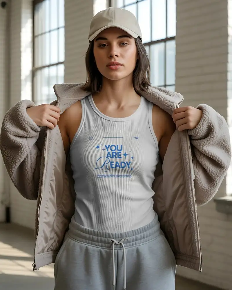 Womens Ribbed Tank Top Mockup Athleisure Style Modern Fabric Comfort Fit