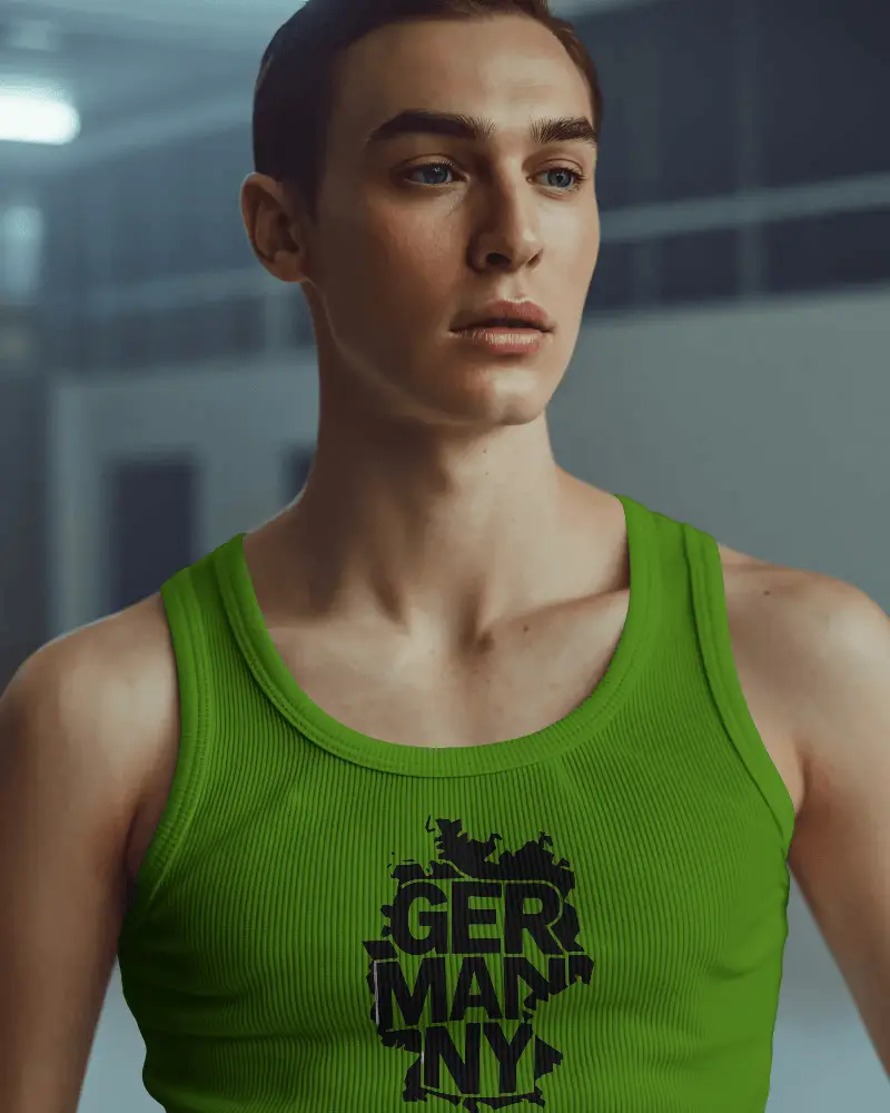 Premium Ribbed Tank Top Mockup Featuring Athletic Male Model Ready For Brand Customization