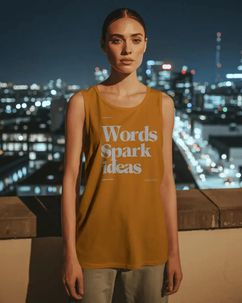 Sleeveless Tank Top Mockup For Women Urban Night Style Basic Fit Comfortable Everyday Wear