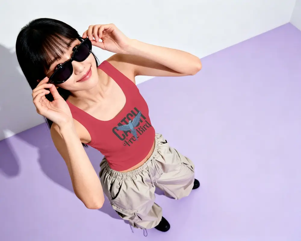 Trendy Fitted Cropped Tank Top Mockup For Women Perfect For Summer Casual And Street Style