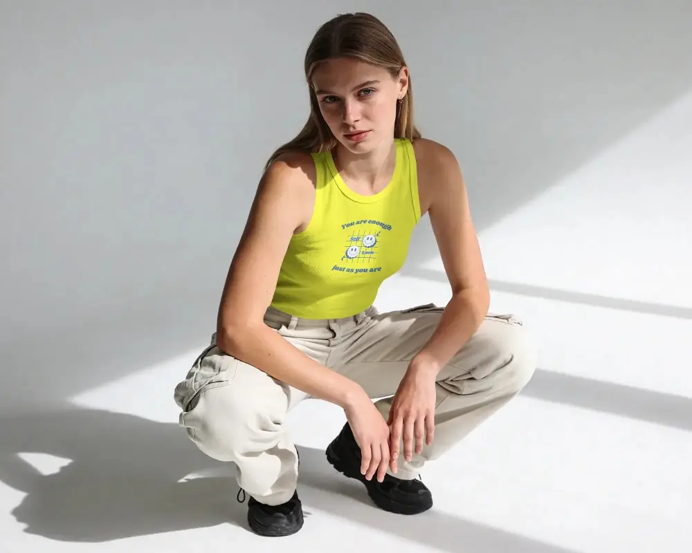 Womens Ribbed Tank Top Mockup For Fashion Brand Promotion In Studio Setting