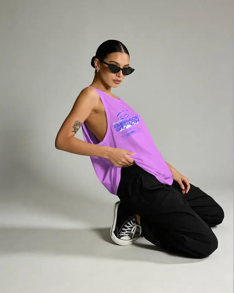 Stylish Loose Fit Tank Top Mockup For Casual Streetwear Fashion Brand Promotions