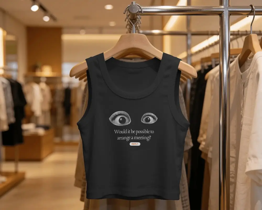 Sleeveless Ribbed Knit Crop Tank Top For Women Urban Casual Wear Fashion Apparel Mockup