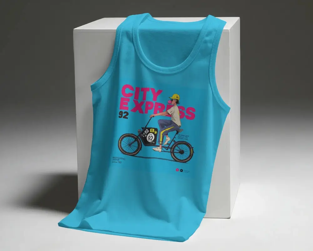 Premium Cotton Tank Top Mockup With Draped Fabric On Box For Realistic Product Presentation