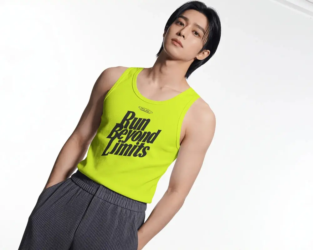 Realistic Mens Tank Top Mockup Front View For Fashion Design Brand Promotion Visual