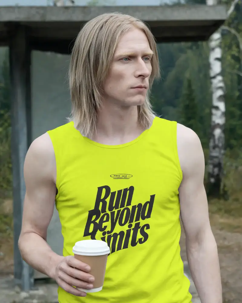 Premium Mens Sleeveless Tank Top Mockup For Athletic Style Outdoor Casual Wear Design