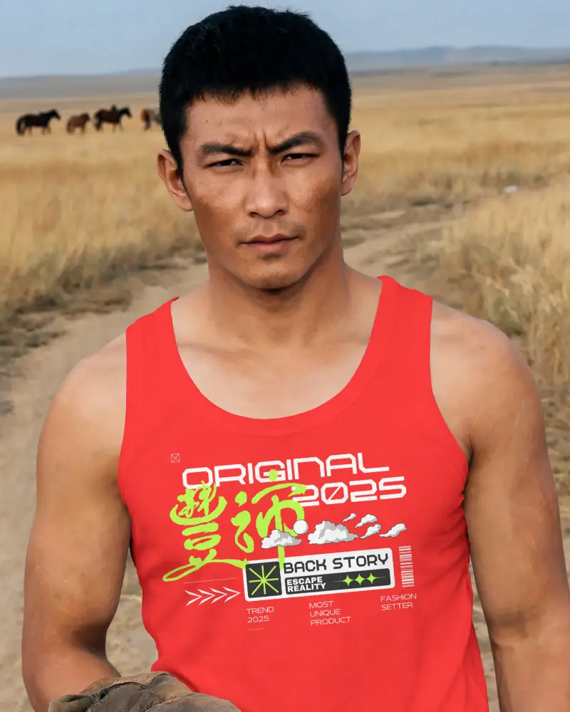 Muscle Fit Cotton Tank Top Mockup For Men Outdoor Casual Fashion Style