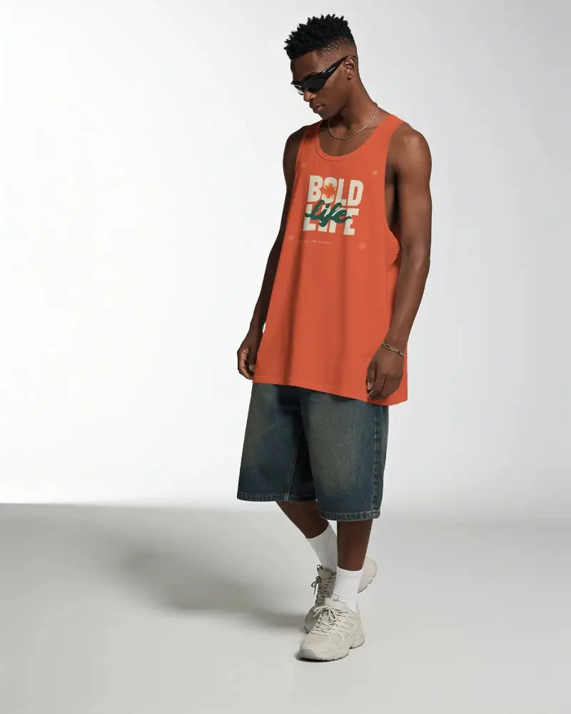 Urban Streetwear Tank Top Mockup For Men Fashionable Modern Casual Style Apparel Design