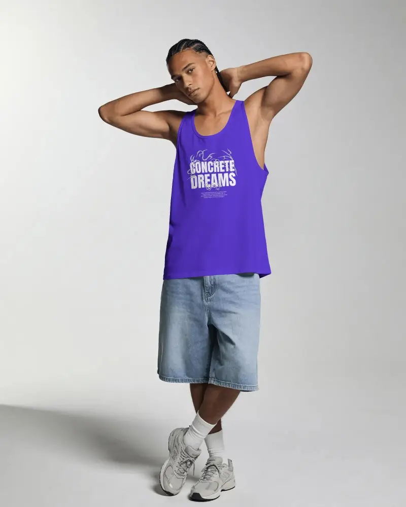 Casual Tank Top Streetwear Mockup For Men Stylish Summer Outfit Mockup Urban Fashion Look
