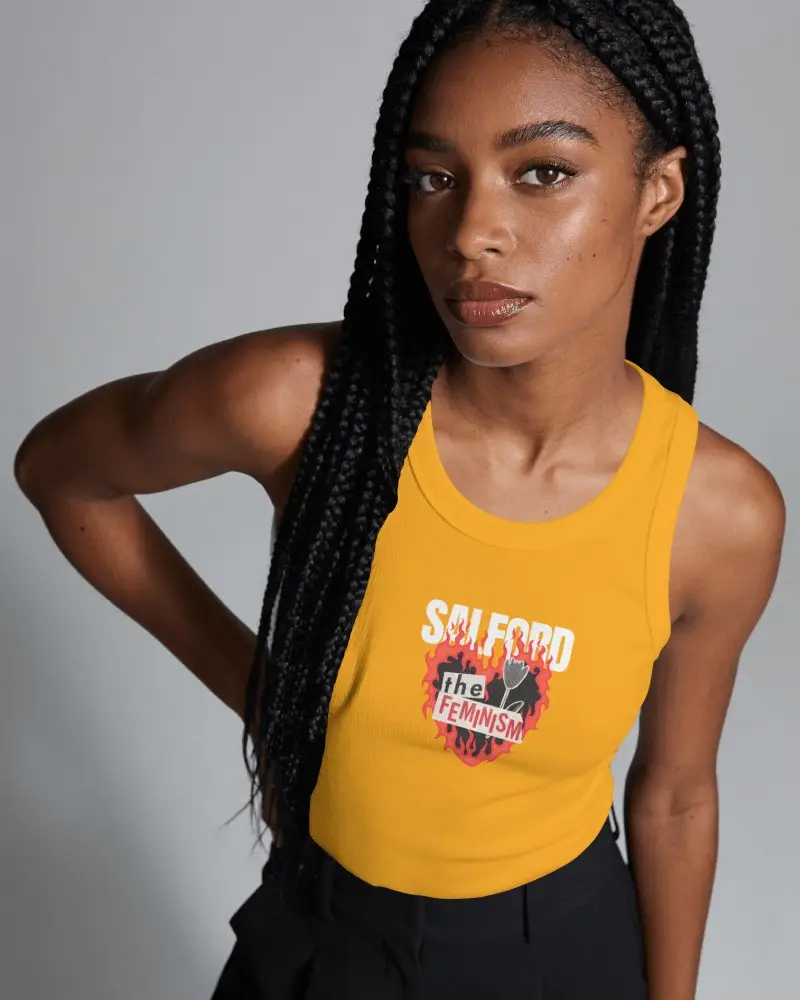 Close Up Womens Tank Top Mockup Female Model In Contemporary Fashion Portrait