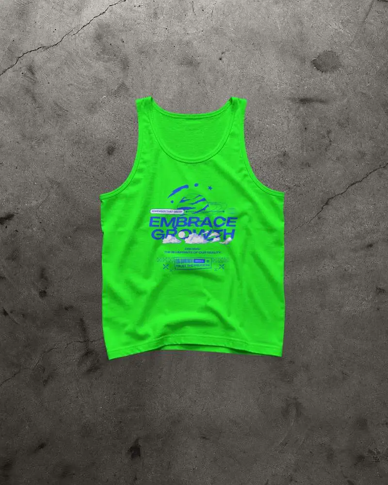 Industrial Flat Lay Tank Top Mockup With Natural Wrinkles On Weathered Concrete Surface