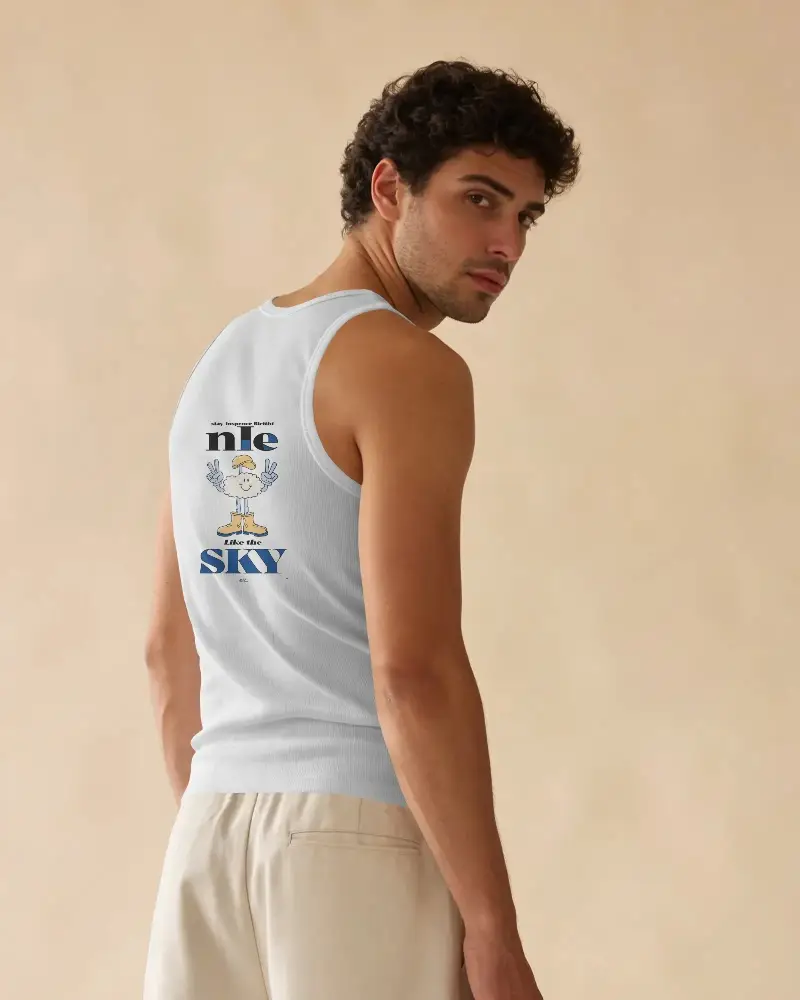 Stylish Mens Ribbed Tank Top Mockup Showcasing Back View For Fashion Designers Use